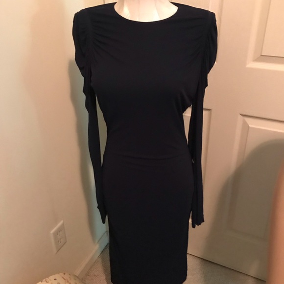 Alexander McQueen dress midi length navy ink color l/s size 44 $1390 - Picture 7 of 11